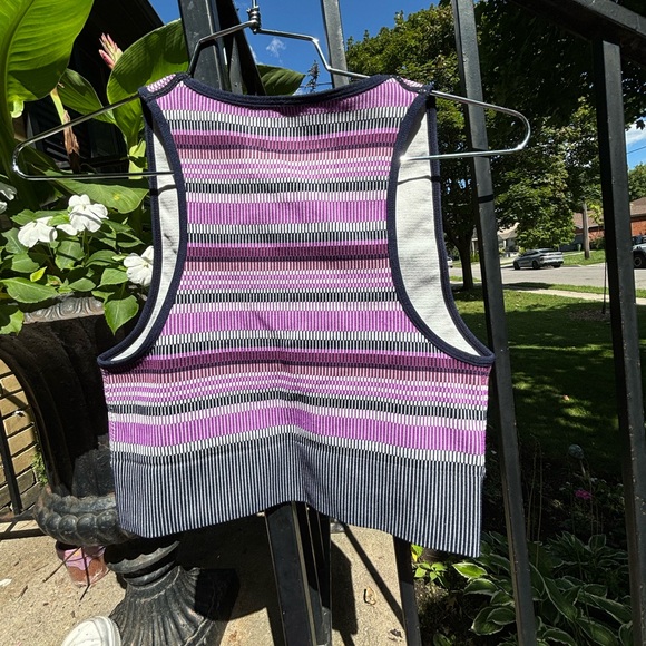 Garage purple striped v-neck tank top. - Picture 3 of 3